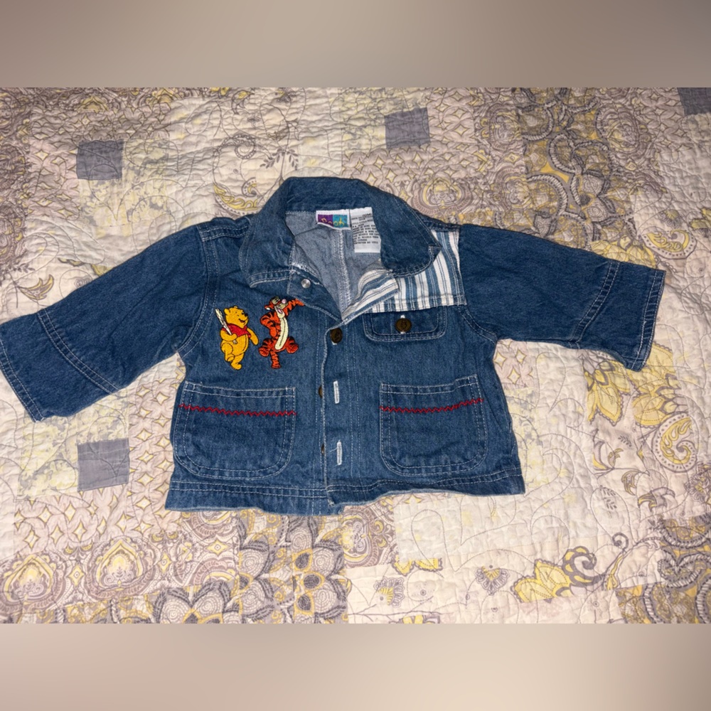Vintage Baby 12 M Denim Jacket with Embroidered Pooh and Tigger